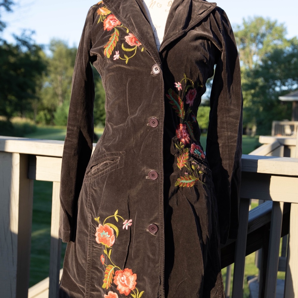 Johnny Was Velveteen Embroidered Coat